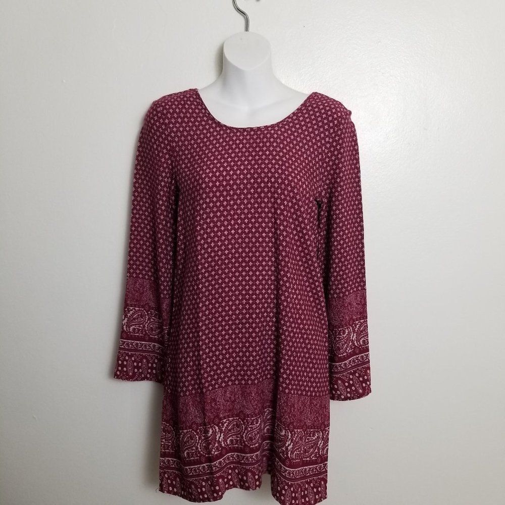 Tilly's Full Tilt Boho Tunic Top Paisley Large Red Gypsy Casual
